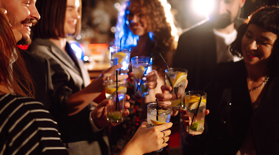 Valentine's Singles Party & Social - group of singles clinking glasses